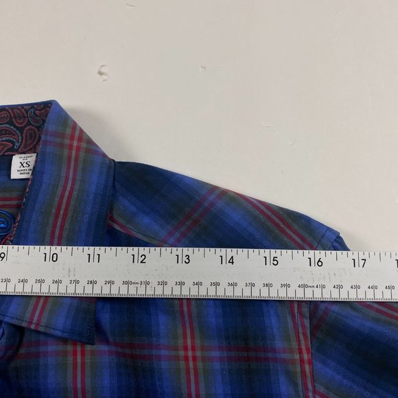 NWT Robert Graham Boomer Shirt Mens XS Classic Fit Blue Red Plaid Check Cotton - Picture 12 of 14